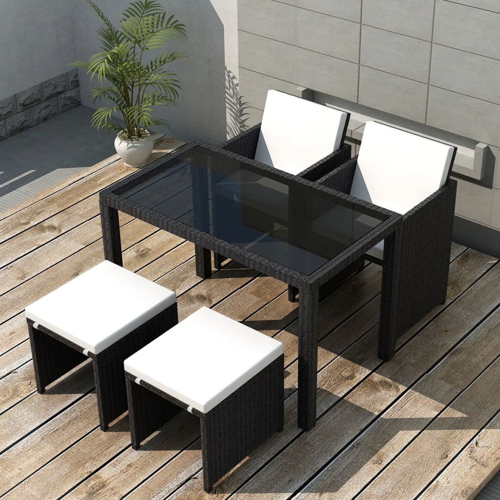 Black 5 Piece Outdoor Dining Set