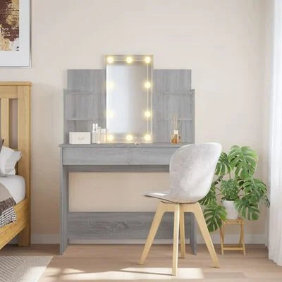 Grey Dressing Table with LED Lights
