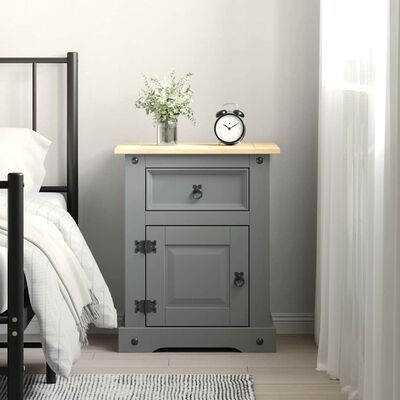Corona Mexican Pine Bedside Table Grey