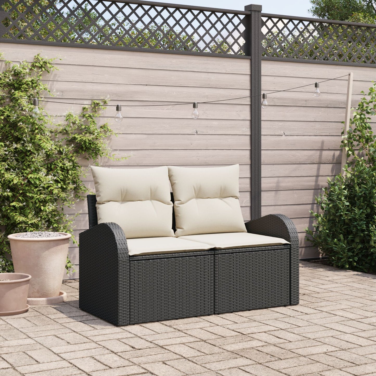 2 Seater Poly Rattan Garden Sofa