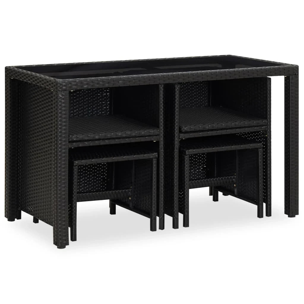 Black 5 Piece Outdoor Dining Set