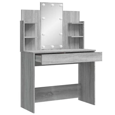 Grey Dressing Table with LED Lights
