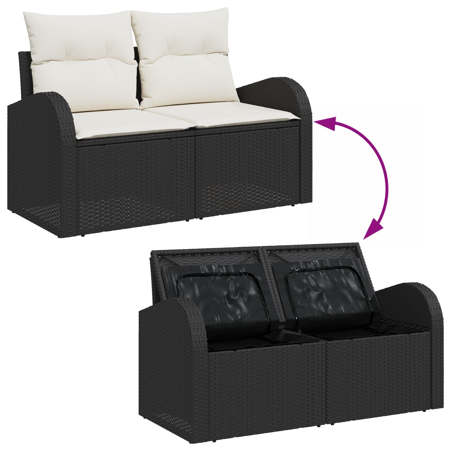 2 Seater Poly Rattan Garden Sofa