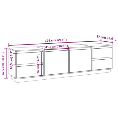 TV Cabinet White 176x37x47.5