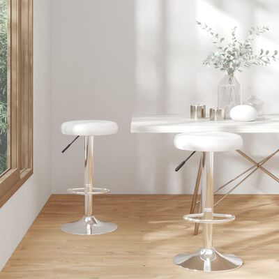 2x Bar Stools White Faux Leather