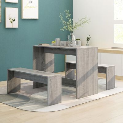3 Piece Dining Set Grey Sonoma