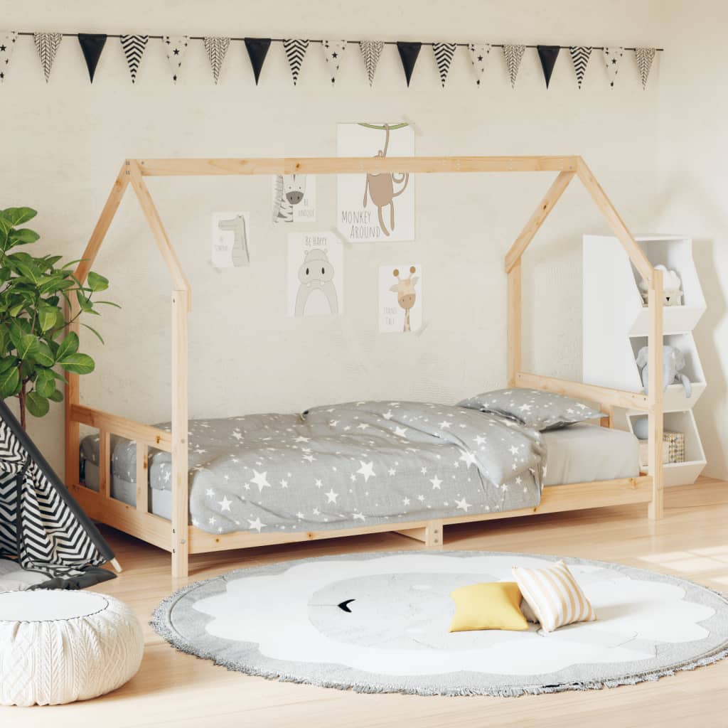 Kids Bed Frame 90x190 cm Solid Pine