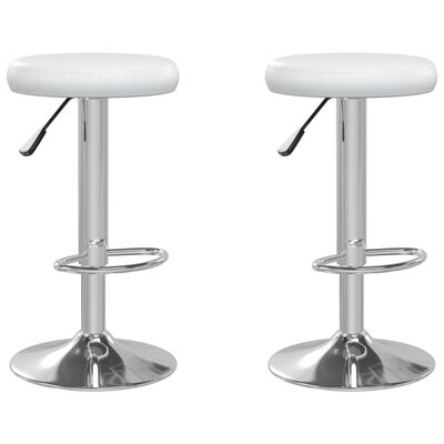 2x Bar Stools White Faux Leather