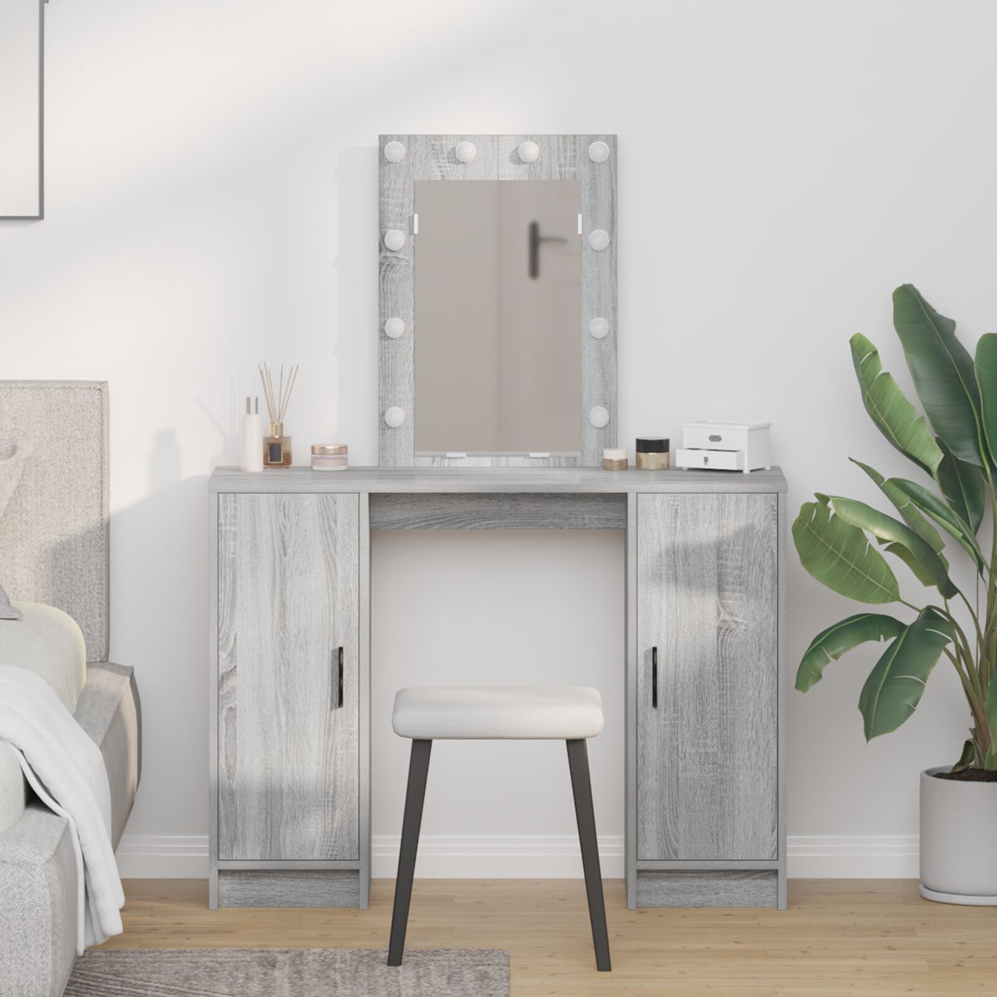 Grey Vanity Makeup Table & Mirror
