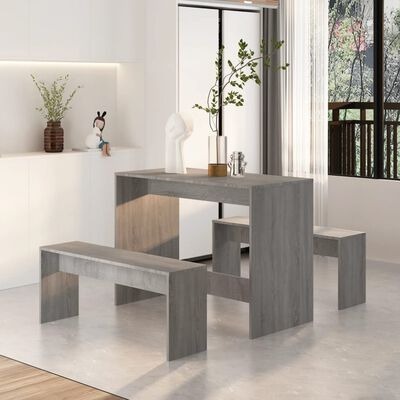 3 Piece Dining Set Grey Sonoma