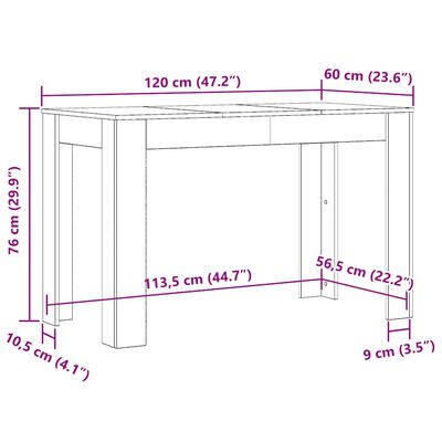 Dining Table Sonoma Oak 120x60x76