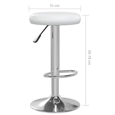 2x Bar Stools White Faux Leather